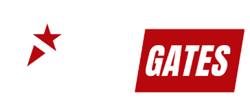 The logo features a red and white star followed by the text "ALL GATES." "ALL" is in bold white letters, and "GATES" is in bold white letters inside a red rectangle. Below this text, it says "AUSTIN TX" in smaller white letters, highlighting the company's commitment to gate repair services.